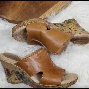 BORN Leather Slip On Wedges
